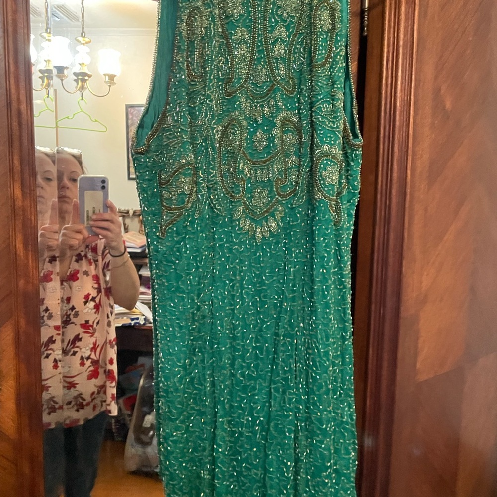 Elegant Green Beaded Dress